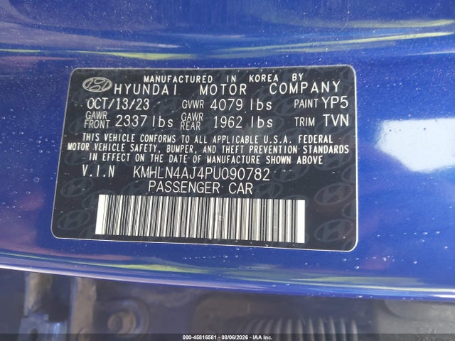 Продаж на аукціоні авто 2023 Hyundai Elantra Hybrid Limited, vin: KMHLN4AJ4PU090782, номер лоту: 45816581