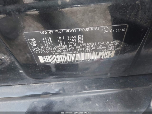 Продаж на аукціоні авто 2017 Subaru Legacy 2.5i Limited, vin: 4S3BNAN67H3032189, номер лоту: 45816583