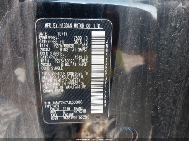 Nissan Armada Sl 2018 JN8AY2NC7JX500083 Image 9