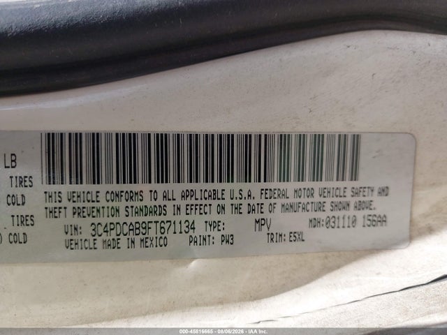 45816665 :رقم المزاد ، 3C4PDCAB9FT671134 vin ، 2015 Dodge Journey Se مزاد بيع