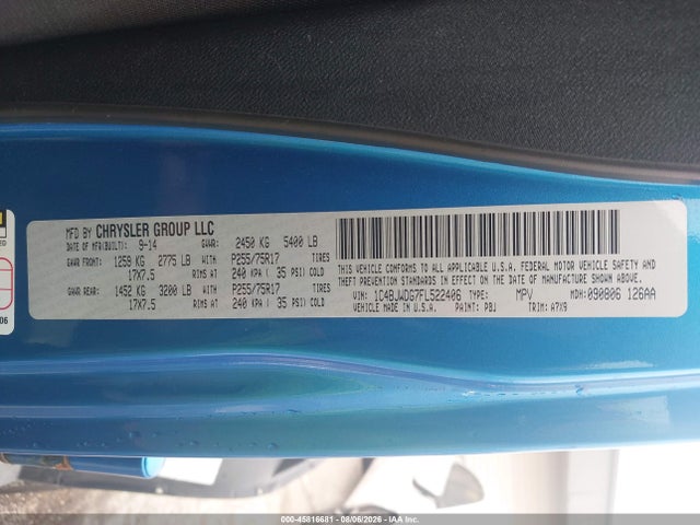 Aukcja sprzedaży 2015 Jeep Wrangler Unlimited Sport, vin: 1C4BJWDG7FL522406, numer aukcji: 45816681