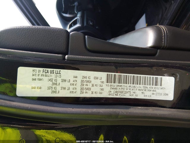 2015 Jeep Grand Cherokee Altitude მანქანა იყიდება აუქციონზე, vin: 1C4RJFAG8FC224773, აუქციონის ნომერი: 45816717