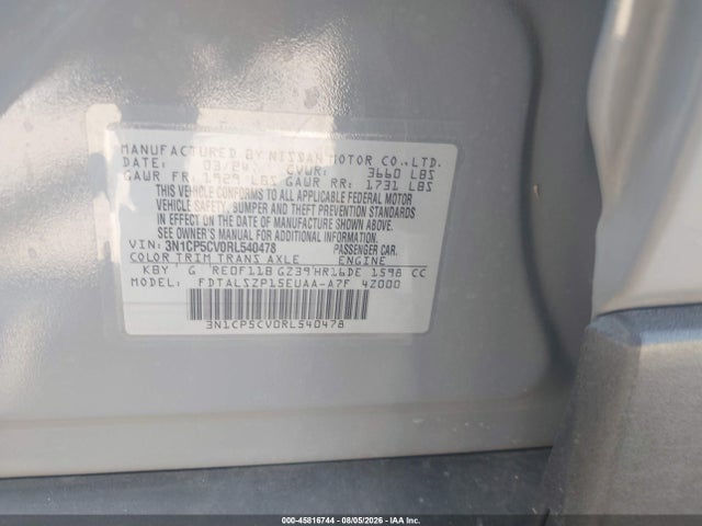 Продаж на аукціоні авто 2024 Nissan Kicks Sv Xtronic Cvt, vin: 3N1CP5CV0RL540478, номер лоту: 45816744