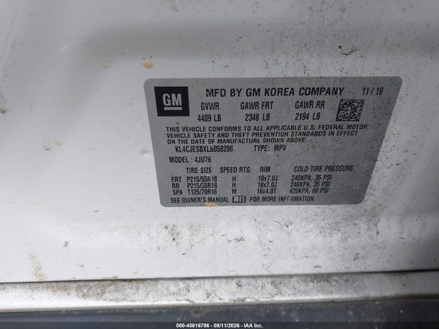 Aukcja sprzedaży 2020 Buick Encore Awd Preferred, vin: KL4CJESBXLB058206, numer aukcji: 45816786