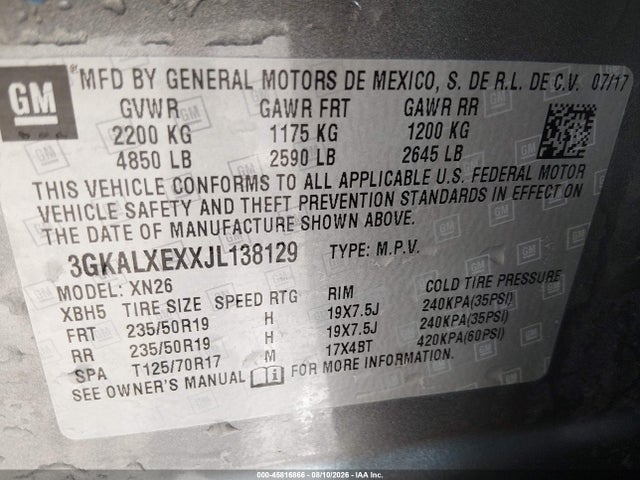 Aukcja sprzedaży 2018 Gmc Terrain Denali, vin: 3GKALXEXXJL138129, numer aukcji: 45816866