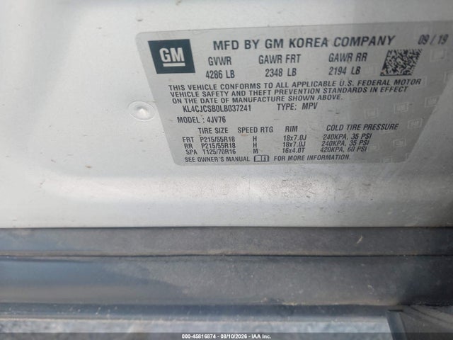 Продажа на аукционе авто 2020 Buick Encore Fwd Essence, vin: KL4CJCSB0LB037241, номер лота: 45816874