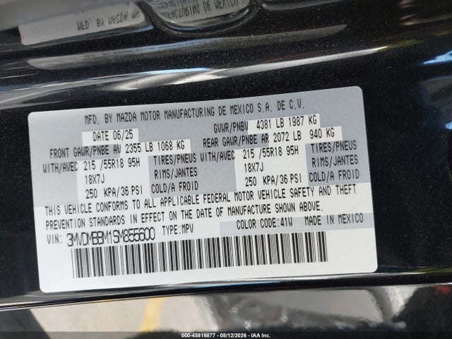 2025 Mazda Cx-30 2.5 S Select Sport მანქანა იყიდება აუქციონზე, vin: 3MVDMBBM1SM855600, აუქციონის ნომერი: 45816877
