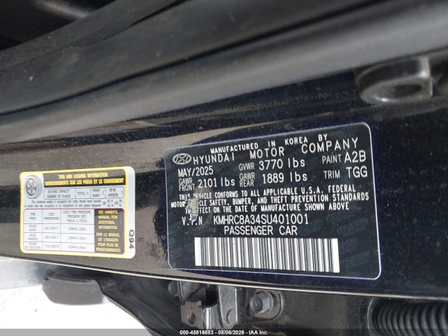 Продажа на аукционе авто 2025 Hyundai Venue Sel, vin: KMHRC8A34SU401001, номер лота: 45816883