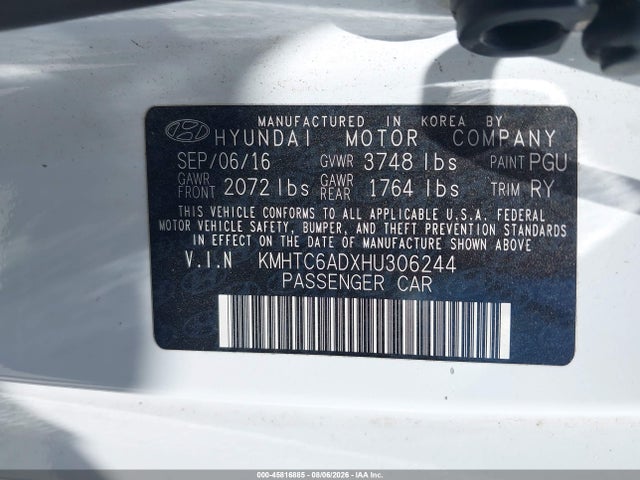 Aukcja sprzedaży 2017 Hyundai Veloster, vin: KMHTC6ADXHU306244, numer aukcji: 45816885