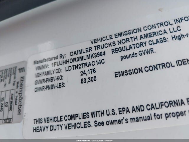 Freightliner New Cascadia 126 2021 1FUJHHDR3MLMK3964 Image 8