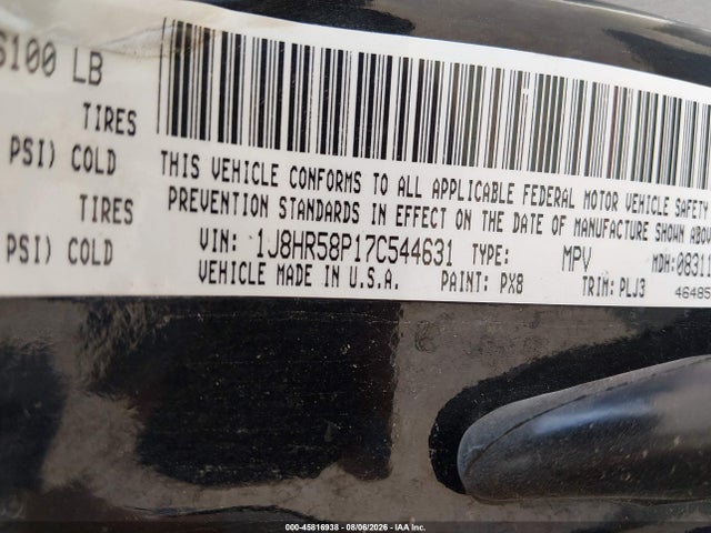 45816938 :رقم المزاد ، 1J8HR58P17C544631 vin ، 2007 Jeep Grand Cherokee Limited مزاد بيع
