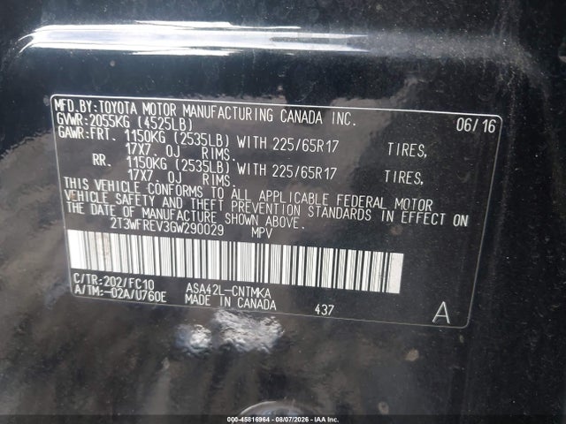Toyota Rav4 Xle 2016 2T3WFREV3GW290029 Image 9
