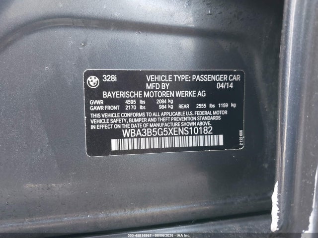 45816967 :رقم المزاد ، WBA3B5G5XENS10182 vin ، 2014 Bmw 328i Xdrive مزاد بيع