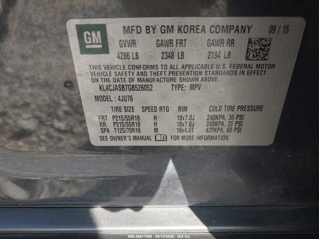 Продаж на аукціоні авто 2016 Buick Encore, vin: KL4CJASB7GB526052, номер лоту: 45817000