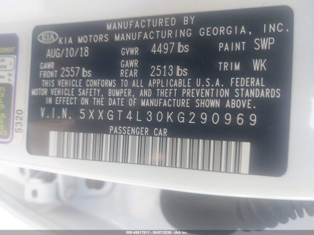 KIA Optima S 2019 5XXGT4L30KG290969 Image 9