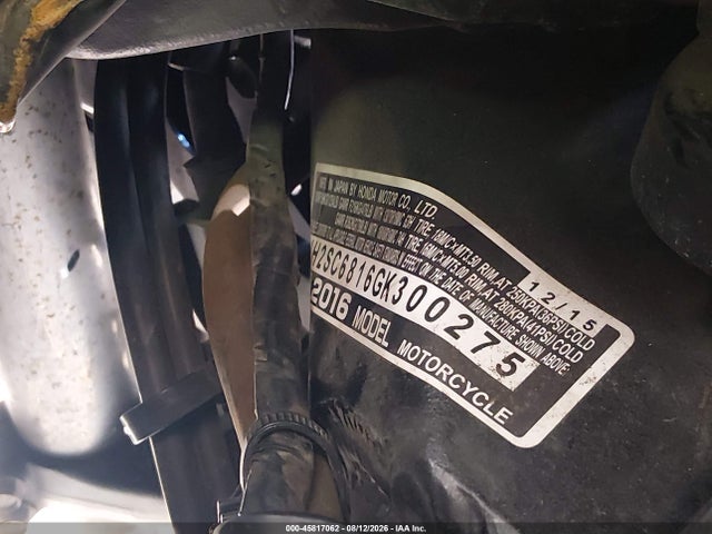 Aukcja sprzedaży 2016 Honda Gl1800 B, vin: JH2SC6816GK300275, numer aukcji: 45817062