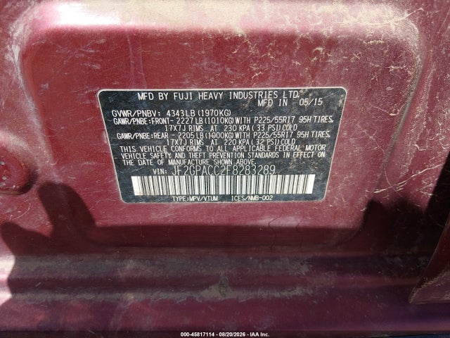 45817114 :رقم المزاد ، JF2GPACC2F8283289 vin ، 2015 Subaru Xv Crosstrek Premium مزاد بيع