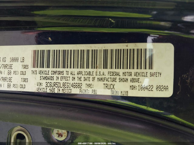 Продажа на аукционе авто 2014 Ram 2500 Big Horn, vin: 3C6UR5DL8EG146682, номер лота: 45817190