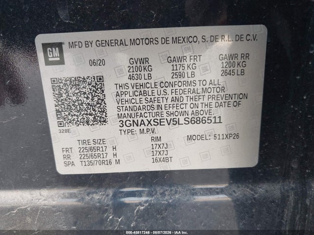 Chevrolet Equinox Awd Ls 2020 3GNAXSEV5LS686511 Image 9