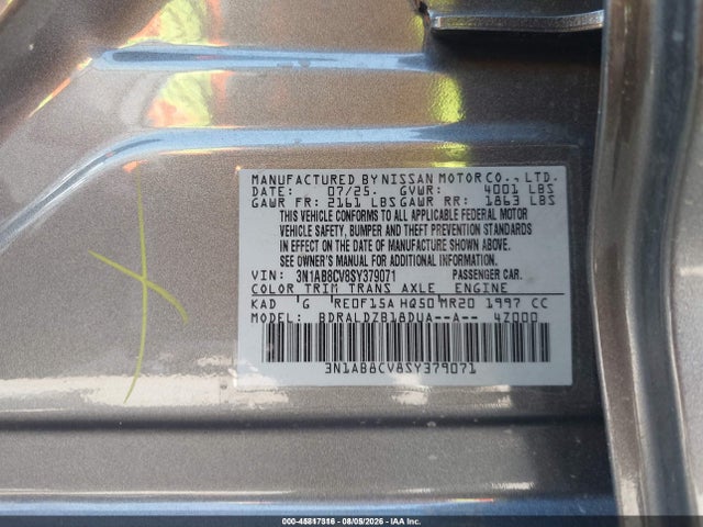 45817316 :رقم المزاد ، 3N1AB8CV8SY379071 vin ، 2025 Nissan Sentra Sv مزاد بيع