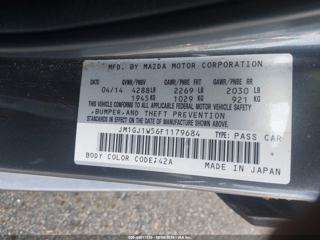 Aukcja sprzedaży 2015 Mazda Mazda6 I Grand Touring, vin: JM1GJ1W56F1179684, numer aukcji: 45817320