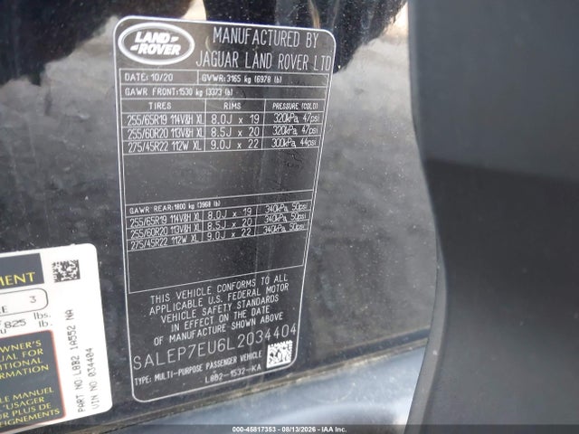 Продажа на аукционе авто 2020 Land Rover Defender 110 Se, vin: SALEP7EU6L2034404, номер лота: 45817353