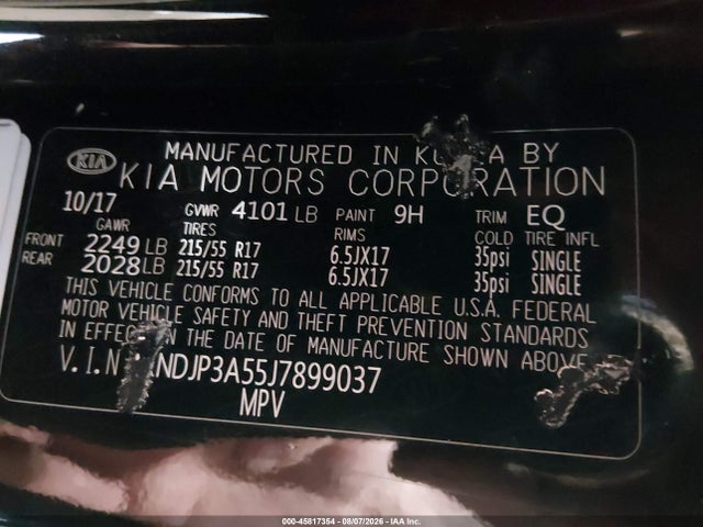 2018 Kia Soul + მანქანა იყიდება აუქციონზე, vin: KNDJP3A55J7899037, აუქციონის ნომერი: 45817354