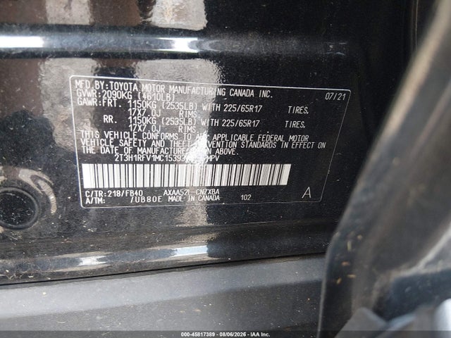 2021 Toyota Rav4 Le მანქანა იყიდება აუქციონზე, vin: 2T3H1RFV1MC153934, აუქციონის ნომერი: 45817389