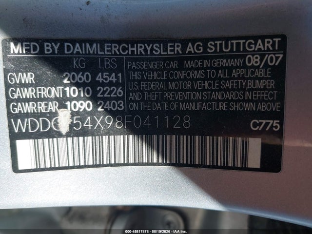 2008 Mercedes-benz C 300 Luxury/sport მანქანა იყიდება აუქციონზე, vin: WDDGF54X98F041128, აუქციონის ნომერი: 45817478