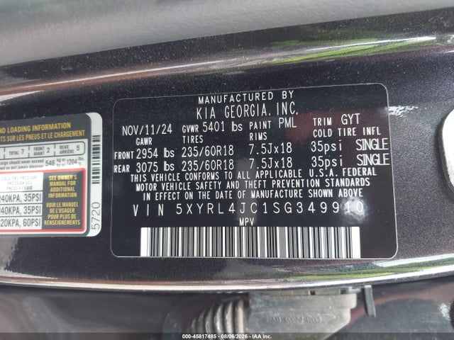 KIA SORENTO S 2025 5XYRL4JC1SG349910 Image 9