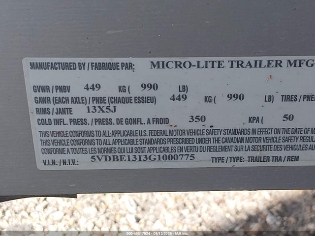 Micro-lite Other 2016 5VDBE1313G1000775 Image 9