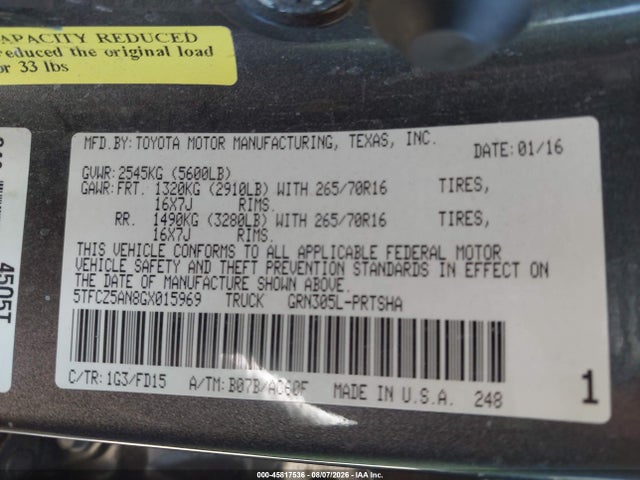 Toyota Tacoma Trd Off Road 2016 5TFCZ5AN8GX015969 Image 9