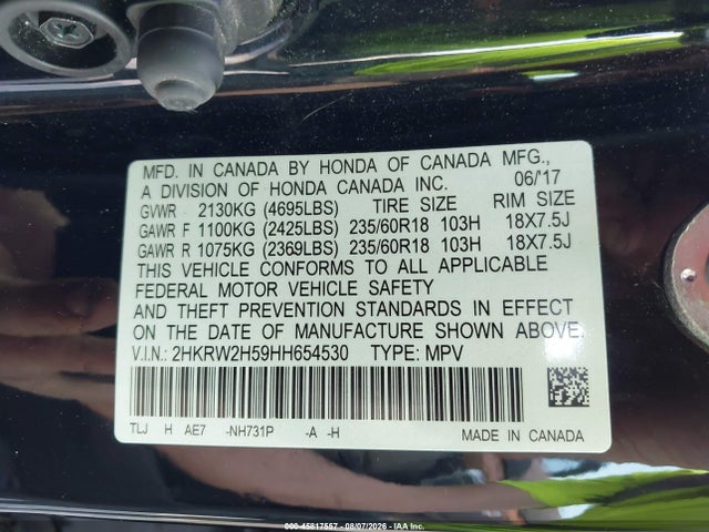 Honda CR-V EX 2017 2HKRW2H59HH654530 Image 9