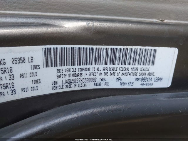 Aukcja sprzedaży 1999 Jeep Grand Cherokee Laredo, vin: 1J4GW58S7XC538892, numer aukcji: 45817571