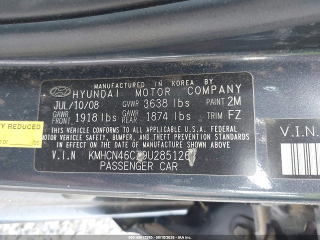 Aukcja sprzedaży 2009 Hyundai Accent Gls, vin: KMHCN46C79U285126, numer aukcji: 45817580
