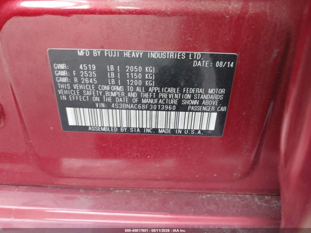 Aukcja sprzedaży 2015 Subaru Legacy 2.5i Premium, vin: 4S3BNAC68F3013960, numer aukcji: 45817601