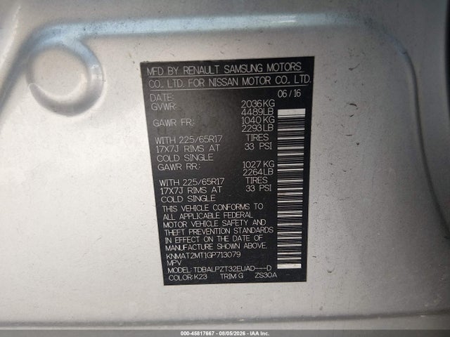 Продажа на аукционе авто 2016 Nissan Rogue S, vin: KNMAT2MT1GP713079, номер лота: 45817667
