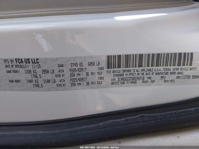Dodge Grand Caravan Sxt 2016 2C4RDGCG7GR224718 Image 9