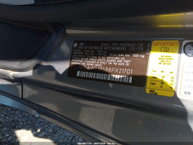 Aukcja sprzedaży 2008 Bmw 328i, vin: WBAWL13588PX21701, numer aukcji: 45817731