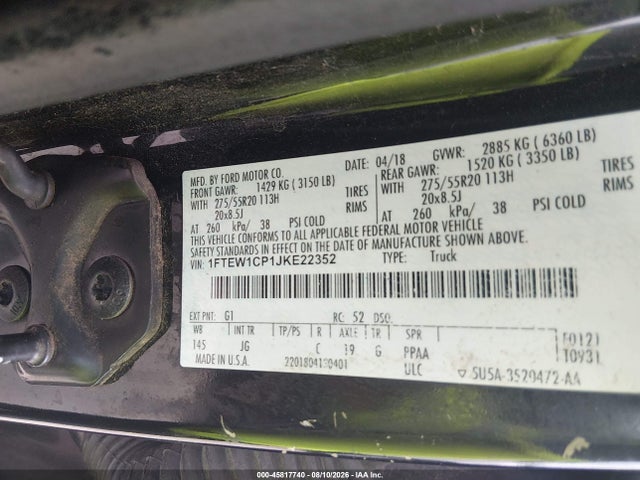 Ford F-150 Xl 2018 1FTEW1CP1JKE22352 Image 9