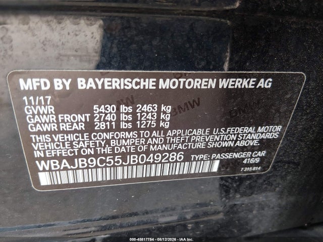 Продаж на аукціоні авто 2018 Bmw M550i Xdrive, vin: WBAJB9C55JB049286, номер лоту: 45817754