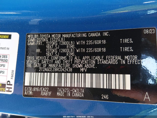 45817811 :رقم المزاد ، 2T2AGCEZ8RC042438 vin ، 2024 Lexus Nx 350 مزاد بيع