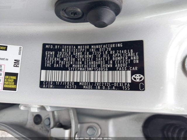 Продаж на аукціоні авто 2021 Toyota Corolla Le, vin: 5YFEPMAE9MP150056, номер лоту: 45817843
