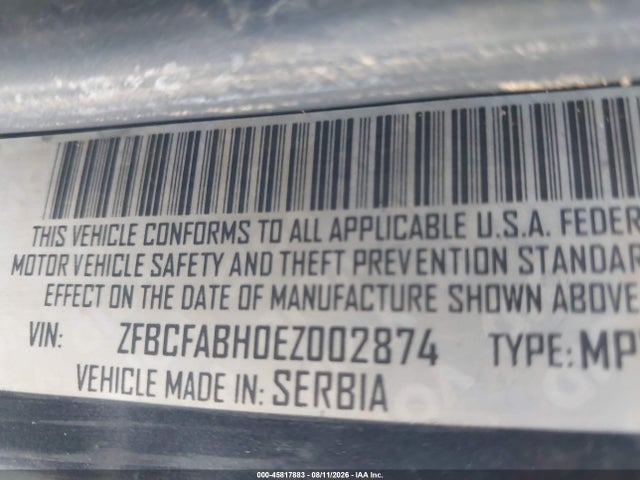 2014 Fiat 500l Easy მანქანა იყიდება აუქციონზე, vin: ZFBCFABH0EZ002874, აუქციონის ნომერი: 45817883