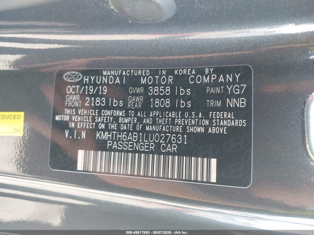 Hyundai Veloster Turbo 2020 KMHTH6AB1LU027631 Image 9