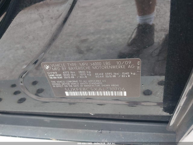 Продаж на аукціоні авто 2010 Bmw X5 Xdrive48i, vin: 5UXFE8C5XAL310706, номер лоту: 45817965