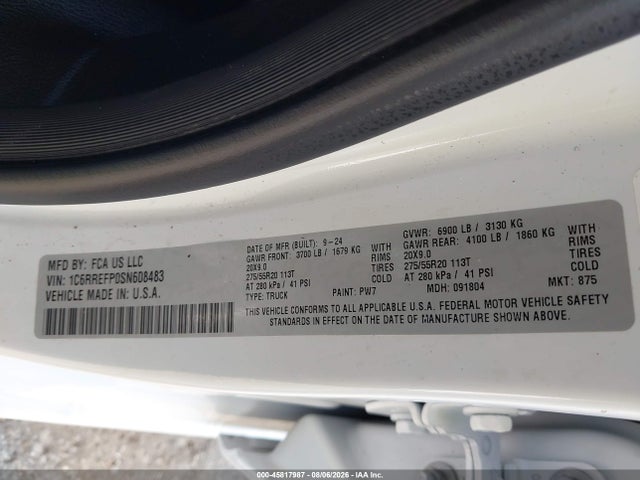 Продажа на аукционе авто 2025 Ram 1500 Lone Star  4x2 5'7 Box, vin: 1C6RREFP0SN608483, номер лота: 45817987