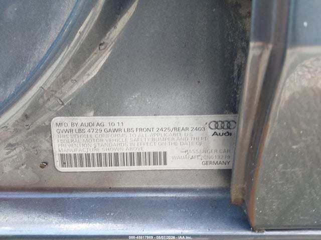 45817989 :رقم المزاد ، WAUAFAFL2CN013279 vin ، 2012 Audi A4 2.0t Premium مزاد بيع