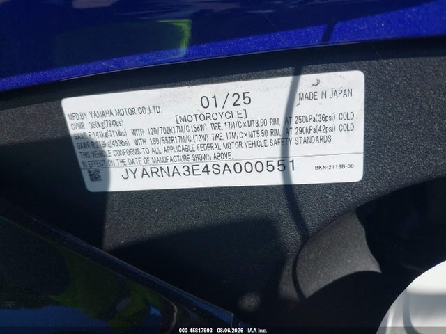 Yamaha Yzf890 2025 JYARNA3E4SA000551 Image 10