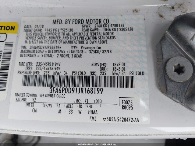 Ford Fusion Titanium 2018 3FA6P0D91JR168199 Image 9